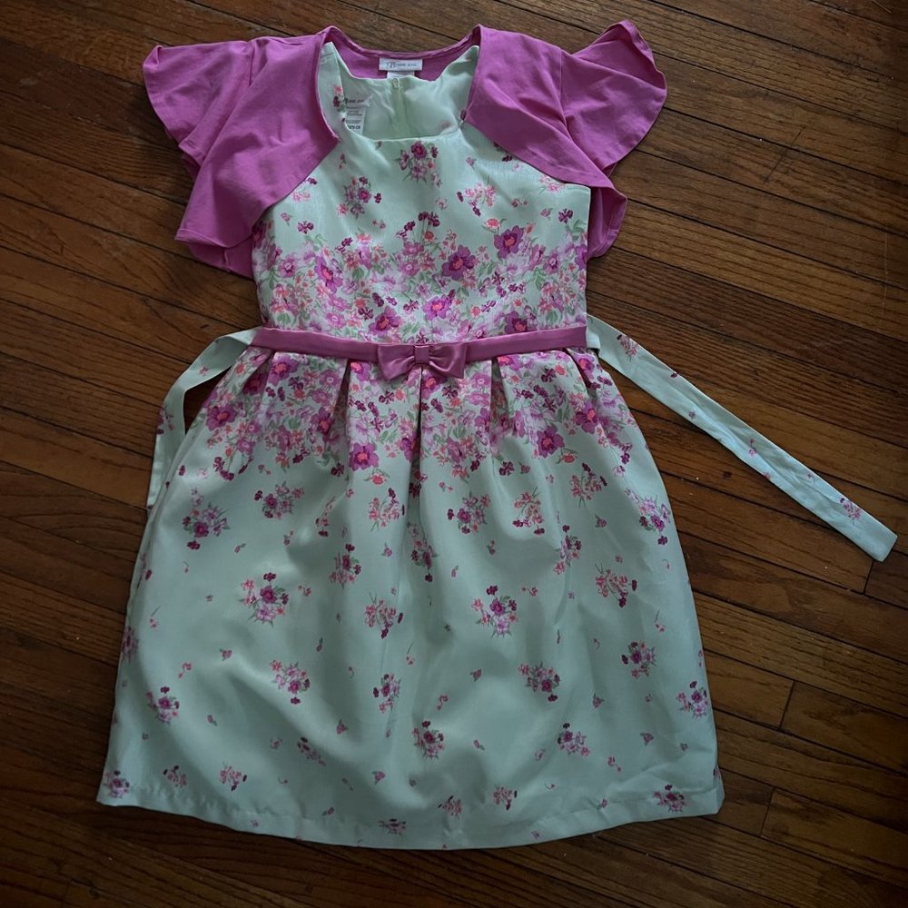 Bonnie Jean Girls Party/Holiday/Occasion Short Sleeve Cardigan & Dress Set Sz 16 - Picture 3 of 8